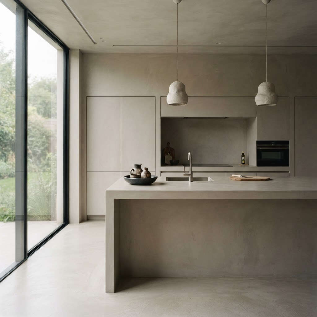 Monolith Kitchen — Microcement in Private Residence