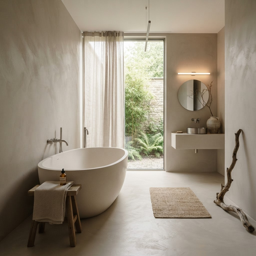 Stone Bath House — Microcement in Wellness Retreat