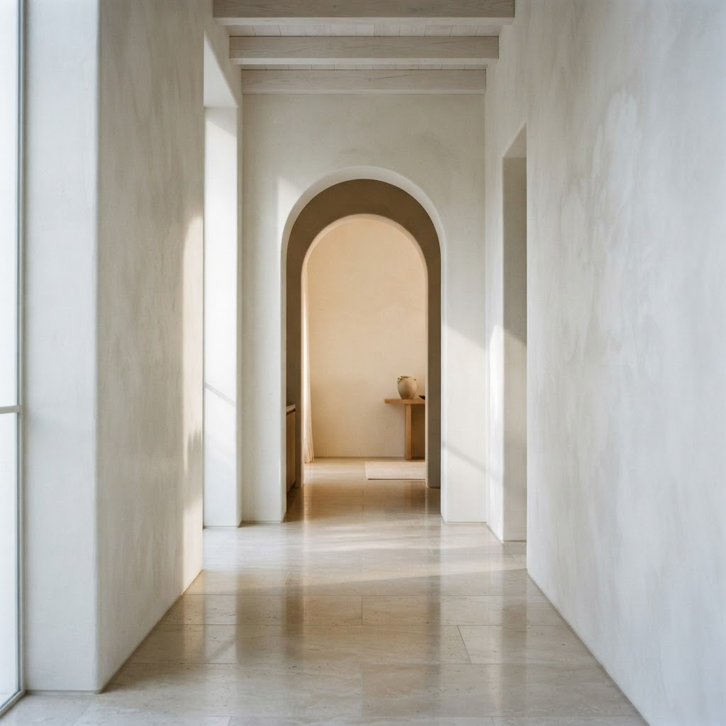 Arched Passage — Lime Wash in Private Villa