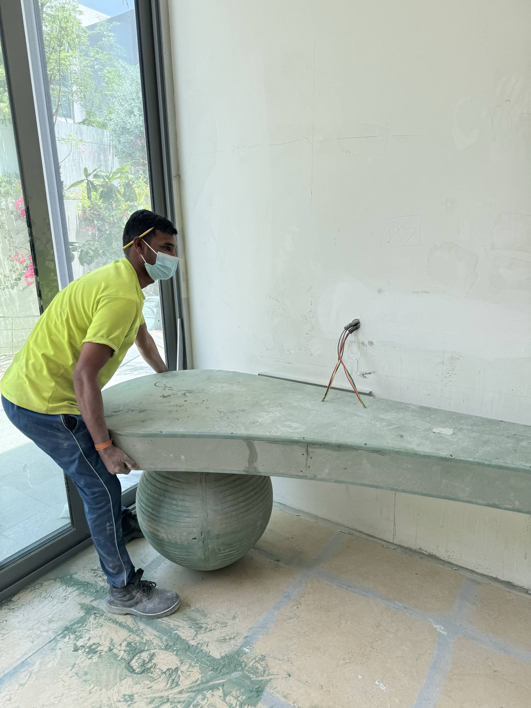 Microcement Bench — Renovations in Private Villa